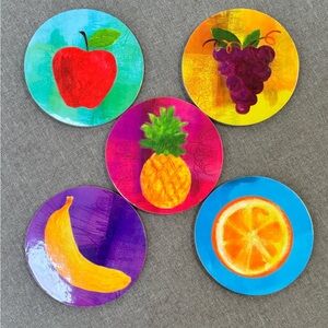 Vintage Easy Spirit Set of 4 Fruit Themed Coasters | Rare Find | NEW